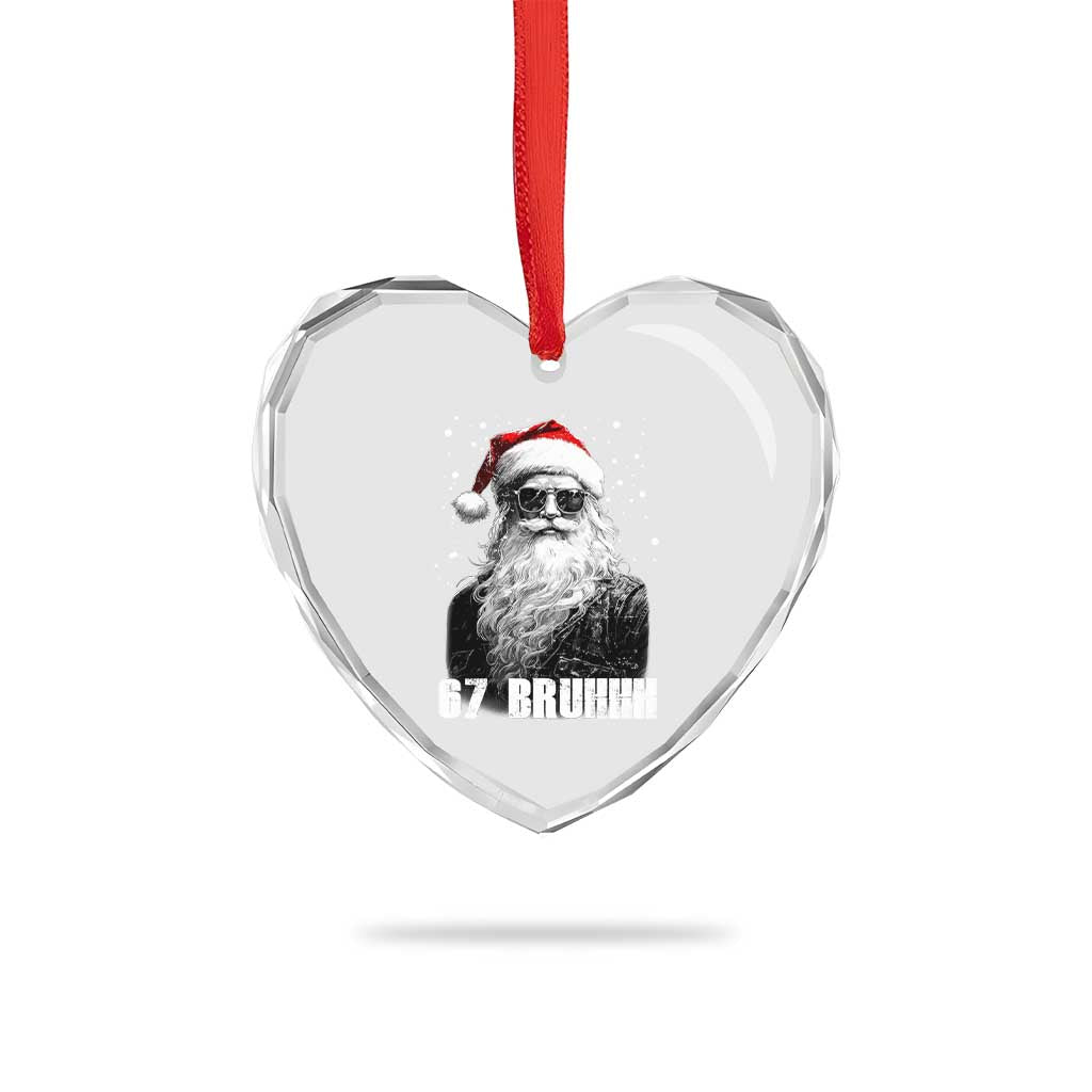 Cool Santa Claus Six Seven 67 Meme Heart Crystal Glass Ornament Funny 6 7 Gen Alpha Slang Viral Meme - Wonder Print Shop