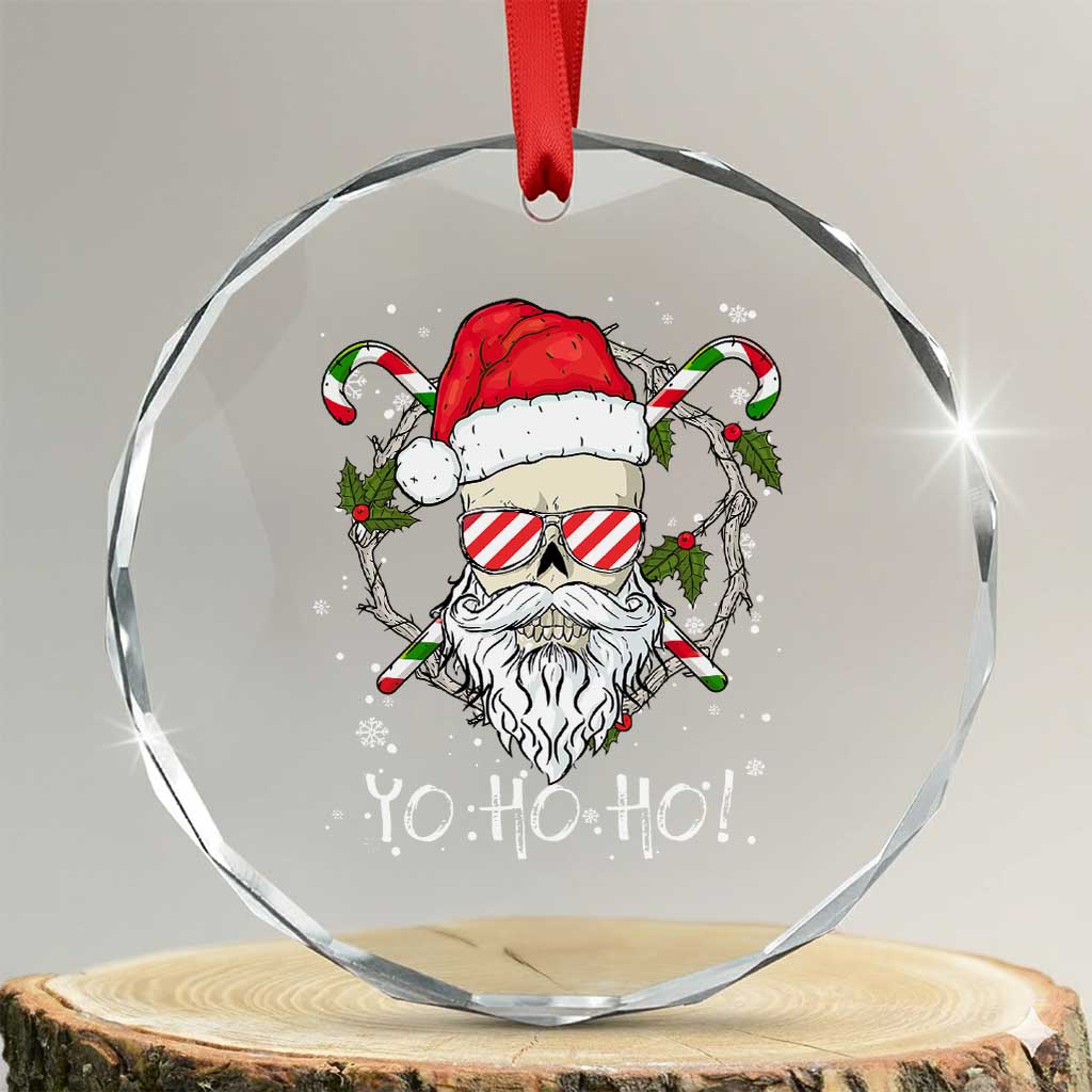 Cool Santa Crystal Glass Ornament Yo Ho Ho Skull Beard Sunglass TS09