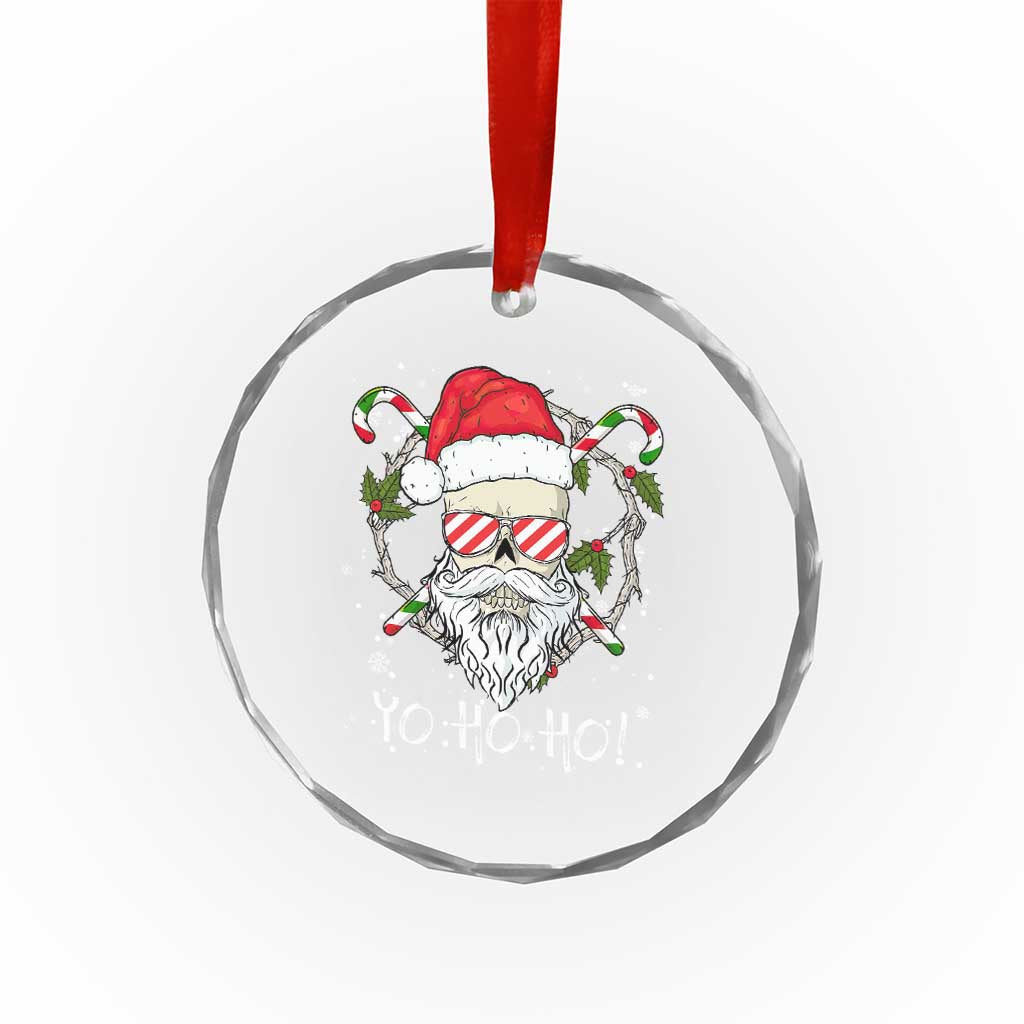 Cool Santa Crystal Glass Ornament Yo Ho Ho Skull Beard Sunglass TS09