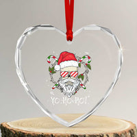 Cool Santa Heart Crystal Glass Ornament Yo Ho Ho Skull Beard Sunglass - Wonder Print Shop