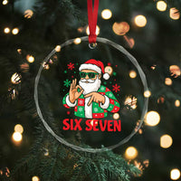 Cool Santa Six Seven Meme Christmas Crystal Glass Ornament Funny 67 Holiday Hand Sign with Hipster Vibes - Wonder Print Shop