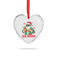 Cool Santa Six Seven Meme Christmas Heart Crystal Glass Ornament Funny 67 Holiday Hand Sign with Hipster Vibes - Wonder Print Shop