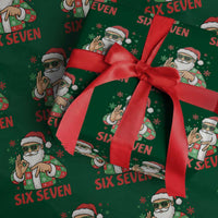 Cool Santa Six Seven Meme Christmas Wrapping Paper Roll Funny 67 Holiday Hand Sign with Hipster Vibes - Wonder Print Shop