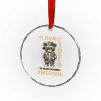 Cool Teddy Bear June 1976 50th Birthday Crystal Glass Ornament 50 Years Of Being Awesome Retro Streetwear Gift