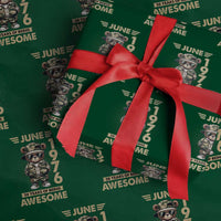 Cool Teddy Bear June 1976 50th Birthday Wrapping Paper Roll 50 Years Of Being Awesome Retro Streetwear Gift