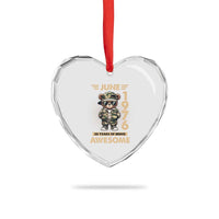 Cool Teddy Bear June 1976 50th Birthday Heart Crystal Glass Ornament 50 Years Of Being Awesome Retro Streetwear Gift