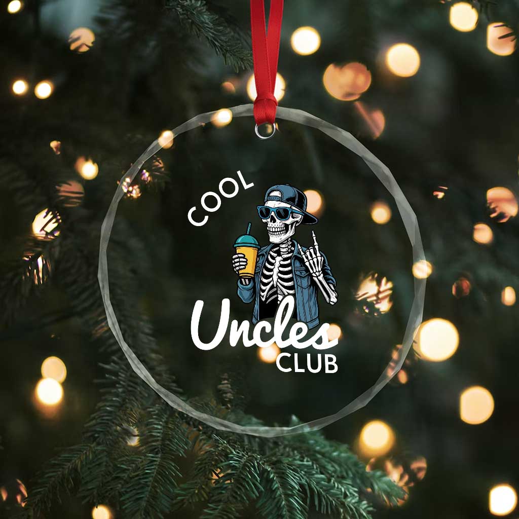 Cool Uncles Club Crystal Glass Ornament Funny Uncle Skeleton