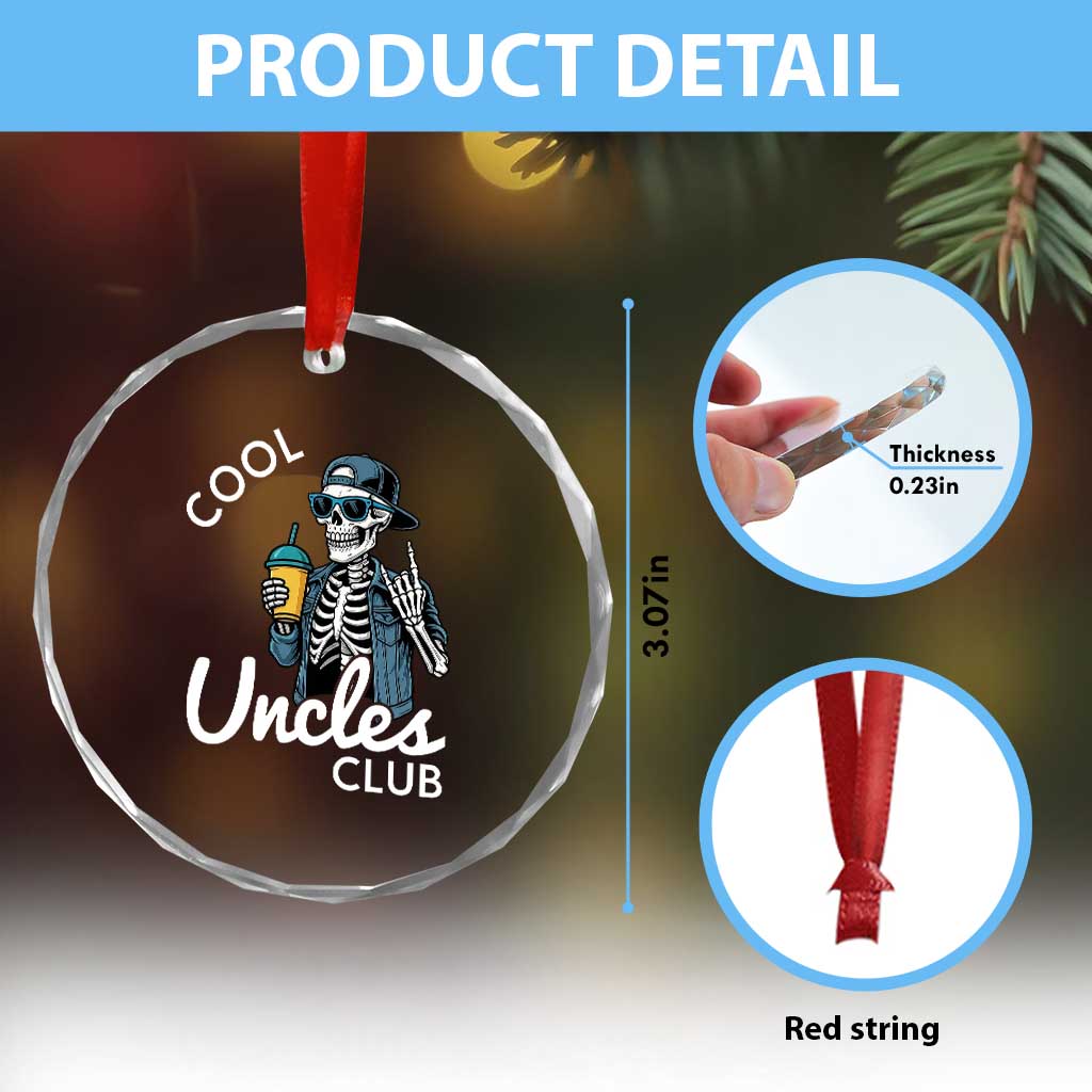 Cool Uncles Club Crystal Glass Ornament Funny Uncle Skeleton