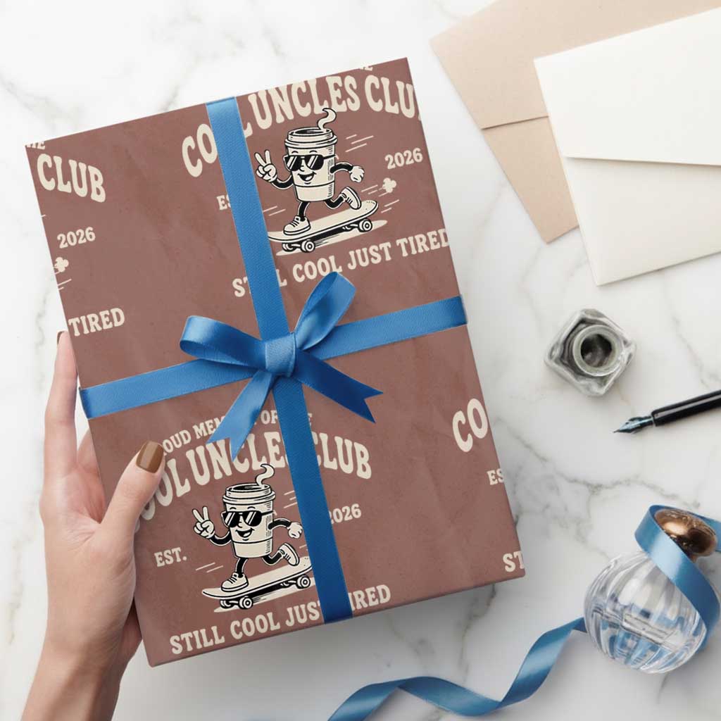 Cool Uncles Club Wrapping Paper Roll Retro Skater Uncle Still Cool Just Tired