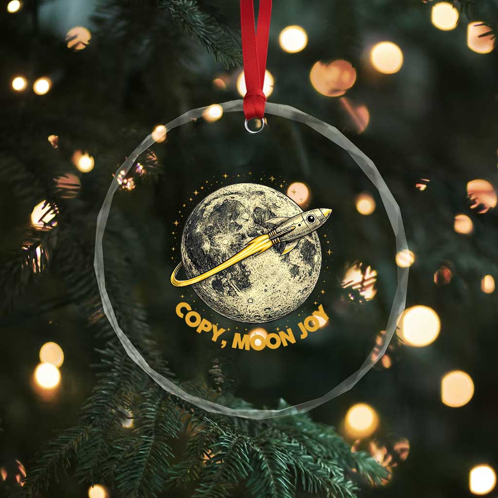 Copy Moon Joy Space Lover Lunar Mission Crystal Glass Ornament Astronaut Sci Fi Graphic