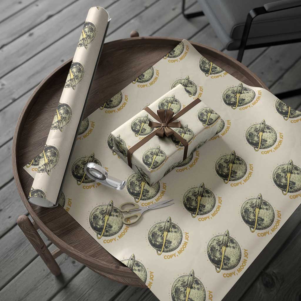 Copy Moon Joy Space Lover Lunar Mission Wrapping Paper Roll Astronaut Sci Fi Graphic