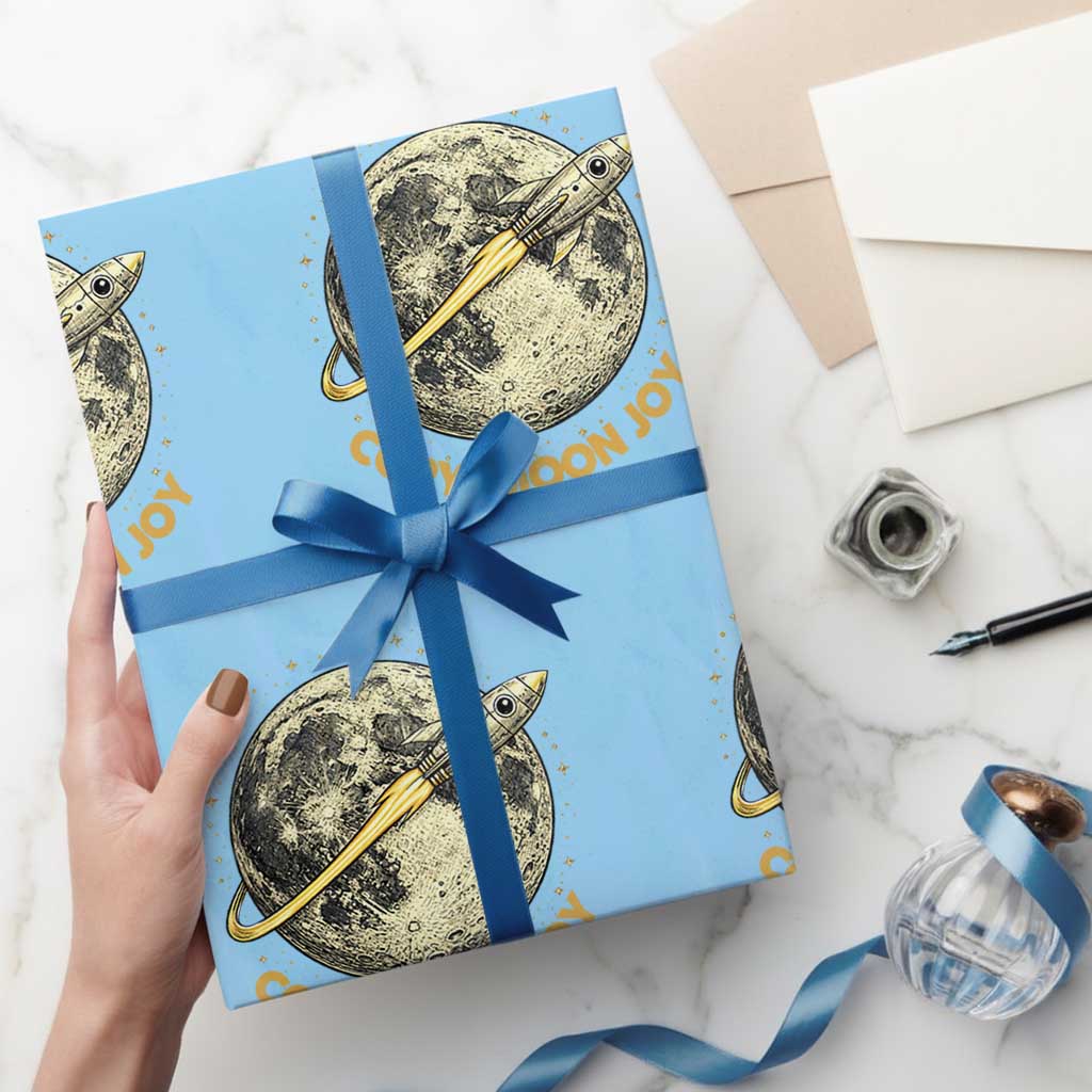 Copy Moon Joy Space Lover Lunar Mission Wrapping Paper Roll Astronaut Sci Fi Graphic