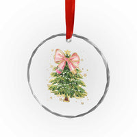 Coquette Bow Christmas Crystal Glass Ornament Cute Teacher Xmas Tree Pink - Wonder Print Shop