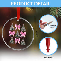 Coquette Bow Christmas Crystal Glass Ornament Girly Xmas Tree Teacher Pencil Bow - Wonder Print Shop