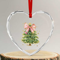 Coquette Bow Christmas Heart Crystal Glass Ornament Cute Teacher Xmas Tree Pink - Wonder Print Shop