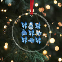 Coquette Bow Crystal Glass Ornament Cozy Winter Xmas Gift Blue Holiday TS10