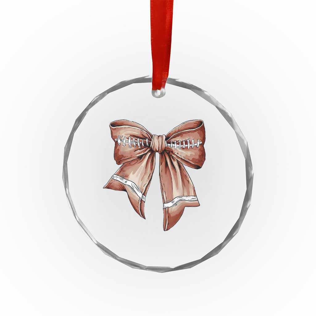 Coquette Bow Pumpkin American Football Crystal Glass Ornament Retro Thanksgiving Autumn Vibe - Wonder Print Shop