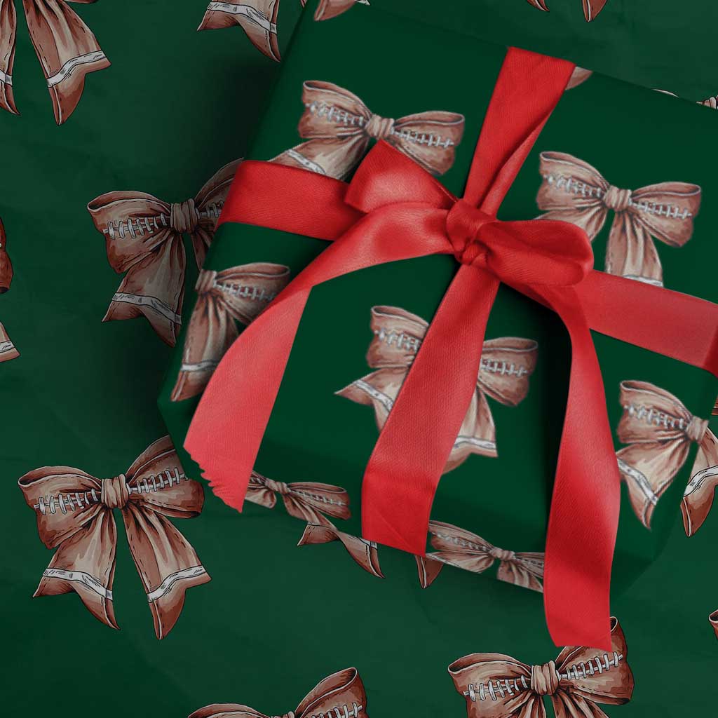 Coquette Bow Pumpkin American Football Wrapping Paper Roll Retro Thanksgiving Autumn Vibe