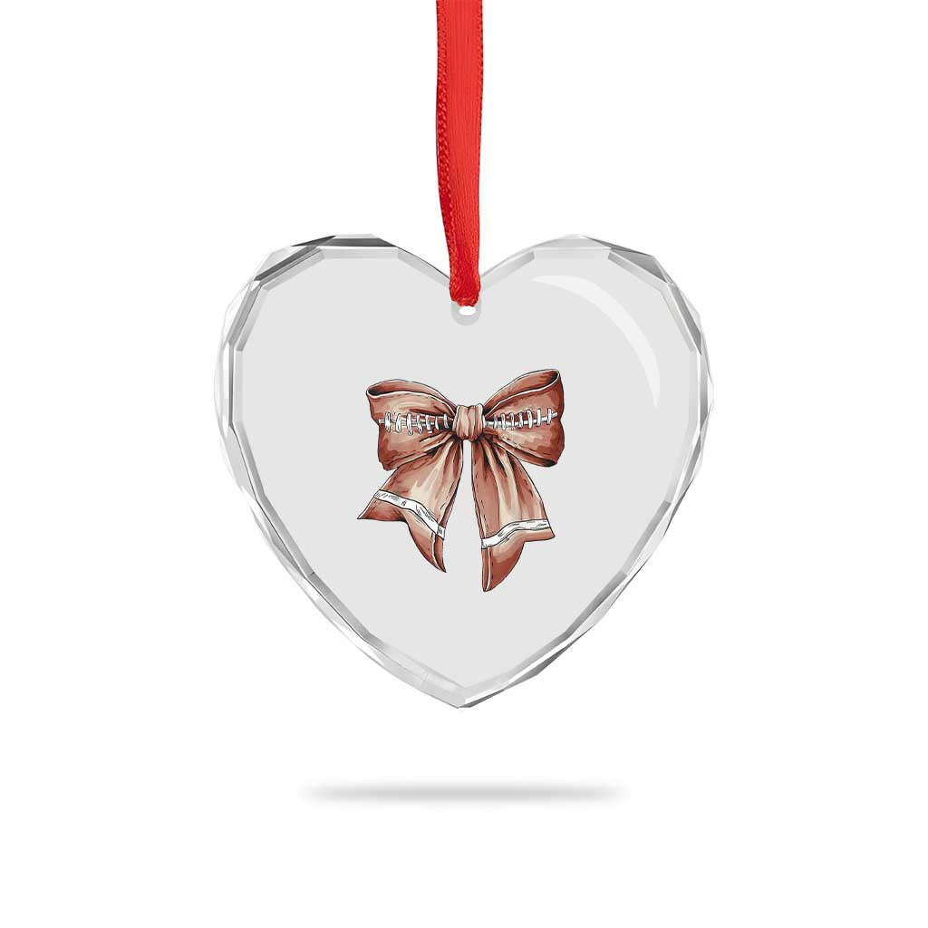 Coquette Bow Pumpkin American Football Heart Crystal Glass Ornament Retro Thanksgiving Autumn Vibe - Wonder Print Shop