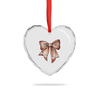 Coquette Bow Pumpkin American Football Heart Crystal Glass Ornament Retro Thanksgiving Autumn Vibe - Wonder Print Shop