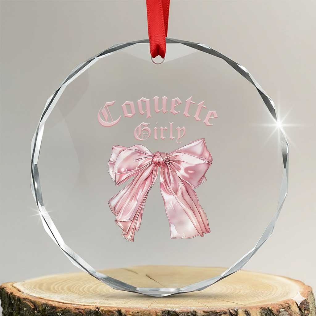 Coquette Girly Crystal Glass Ornament Pink Bow TS02