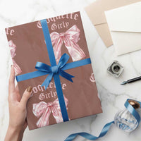 Coquette Girly Wrapping Paper Roll Pink Bow