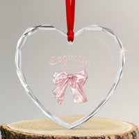 Coquette Girly Heart Crystal Glass Ornament Pink Bow - Wonder Print Shop