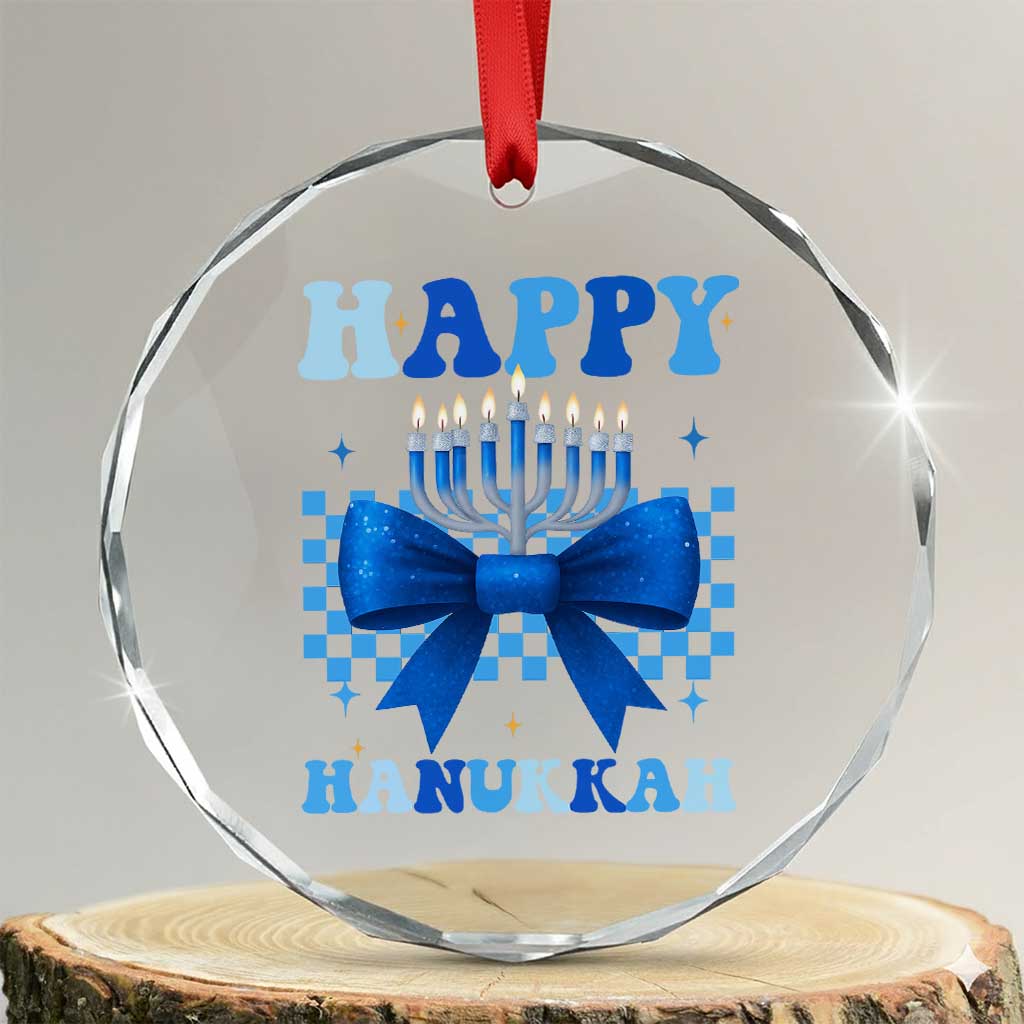 Coquette Hanukkah Crystal Glass Ornament Jewish Menorah Bow Girls - Wonder Print Shop