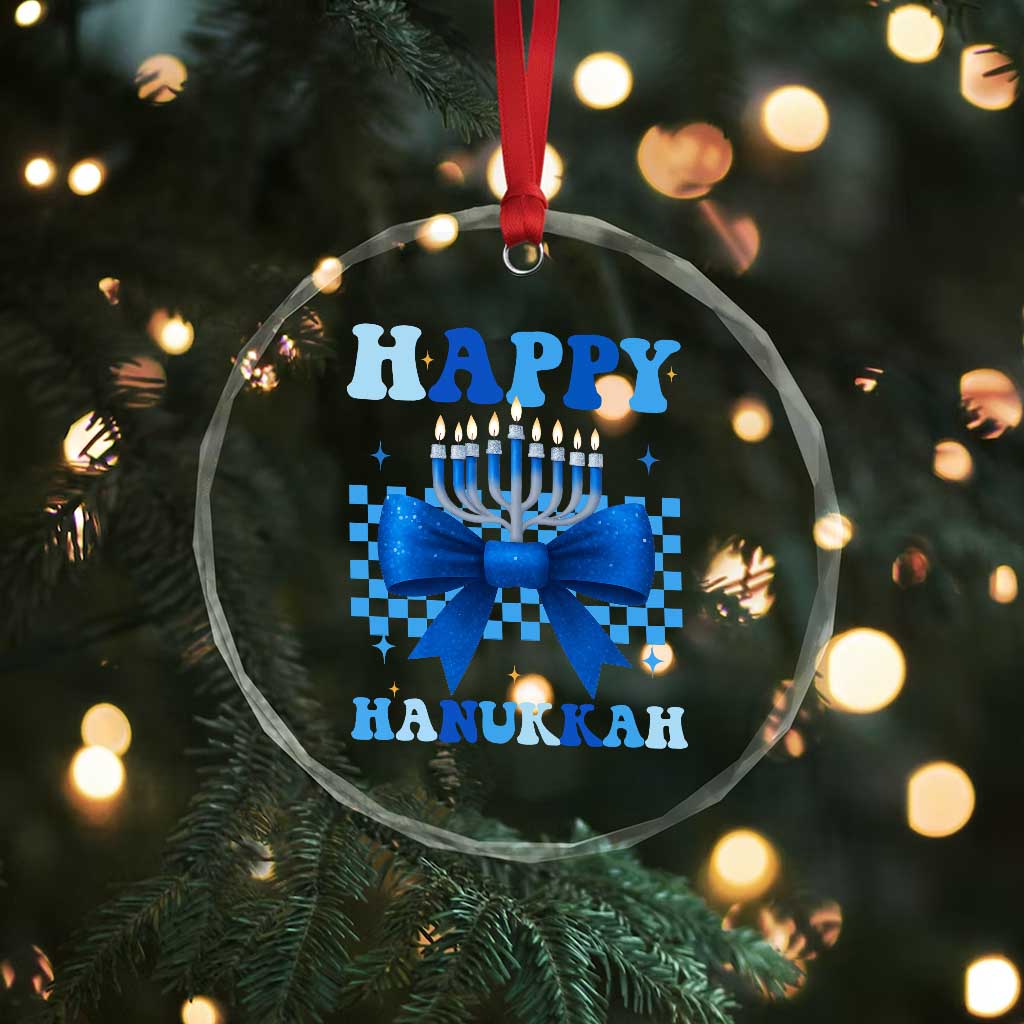 Coquette Hanukkah Crystal Glass Ornament Jewish Menorah Bow Girls - Wonder Print Shop