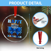 Coquette Hanukkah Crystal Glass Ornament Jewish Menorah Bow Girls - Wonder Print Shop