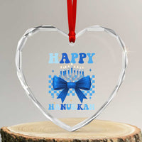 Coquette Hanukkah Heart Crystal Glass Ornament Jewish Menorah Bow Girls - Wonder Print Shop