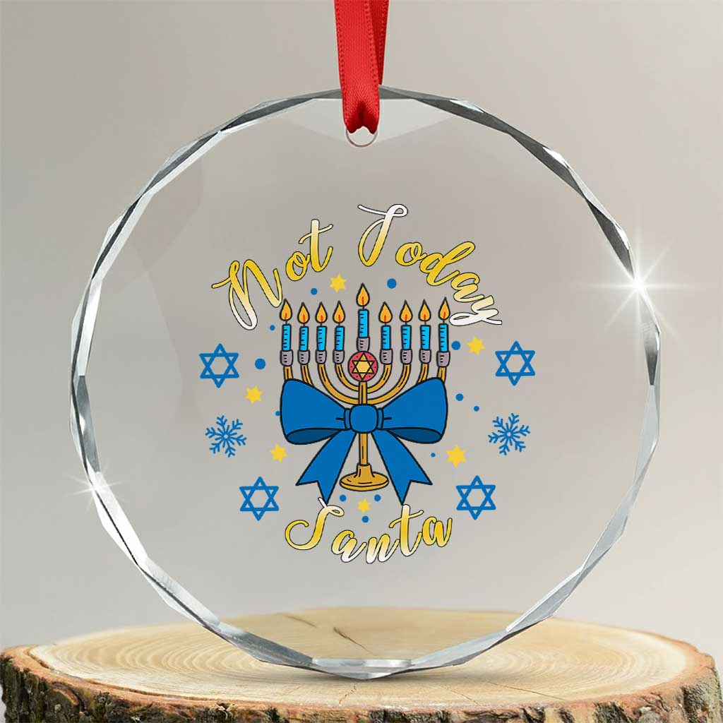 Coquette Hanukkah Menorah Bow Crystal Glass Ornament Not Today Santa Jewish Holiday Gift - Wonder Print Shop