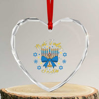 Coquette Hanukkah Menorah Bow Heart Crystal Glass Ornament Not Today Santa Jewish Holiday Gift - Wonder Print Shop