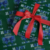Coquette Hanukkah Wrapping Paper Roll Jewish Menorah Bow Girls - Wonder Print Shop