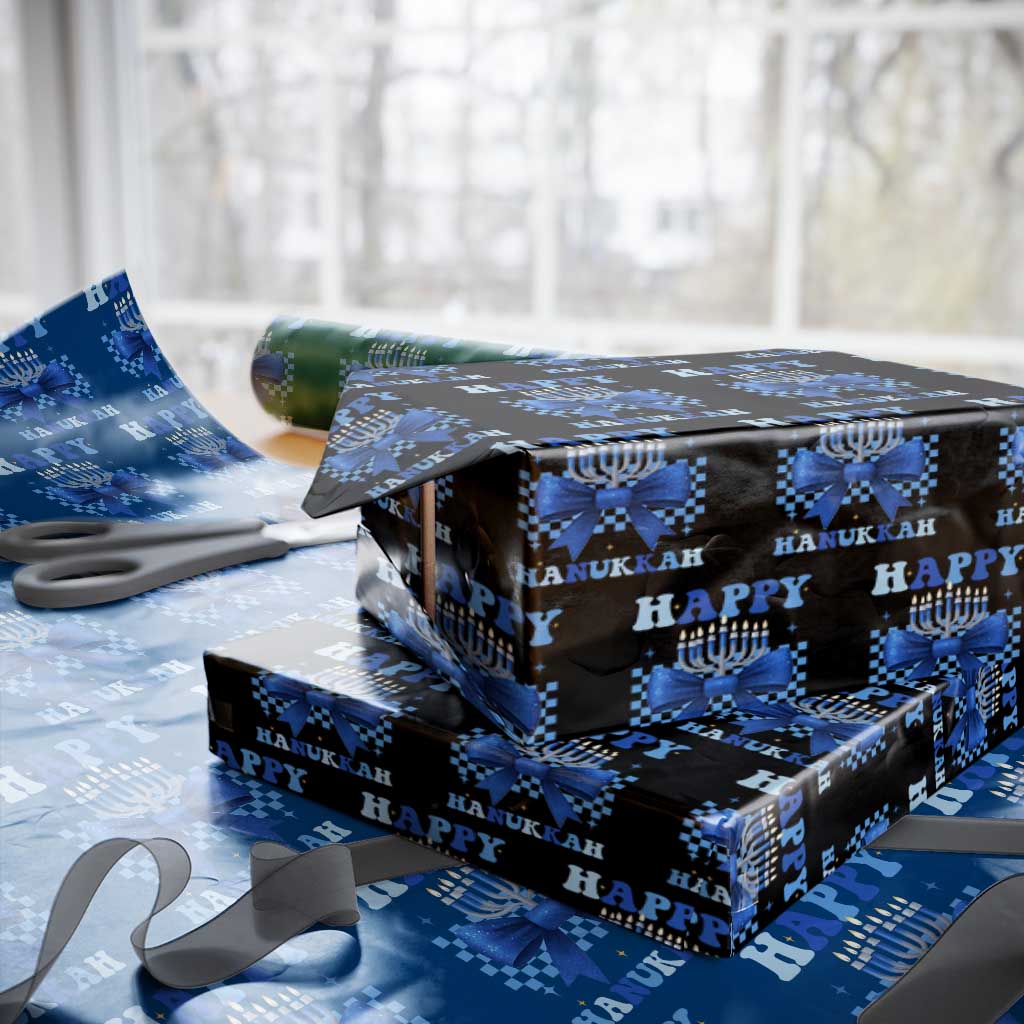 Coquette Hanukkah Wrapping Paper Roll Jewish Menorah Bow Girls - Wonder Print Shop