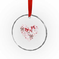 Coquette Valentine's Day Heart Bow Crystal Glass Ornament