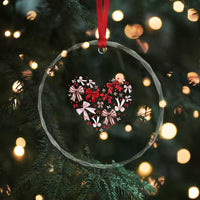 Coquette Valentine's Day Heart Bow Crystal Glass Ornament