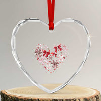 Coquette Valentine's Day Heart Bow Heart Crystal Glass Ornament