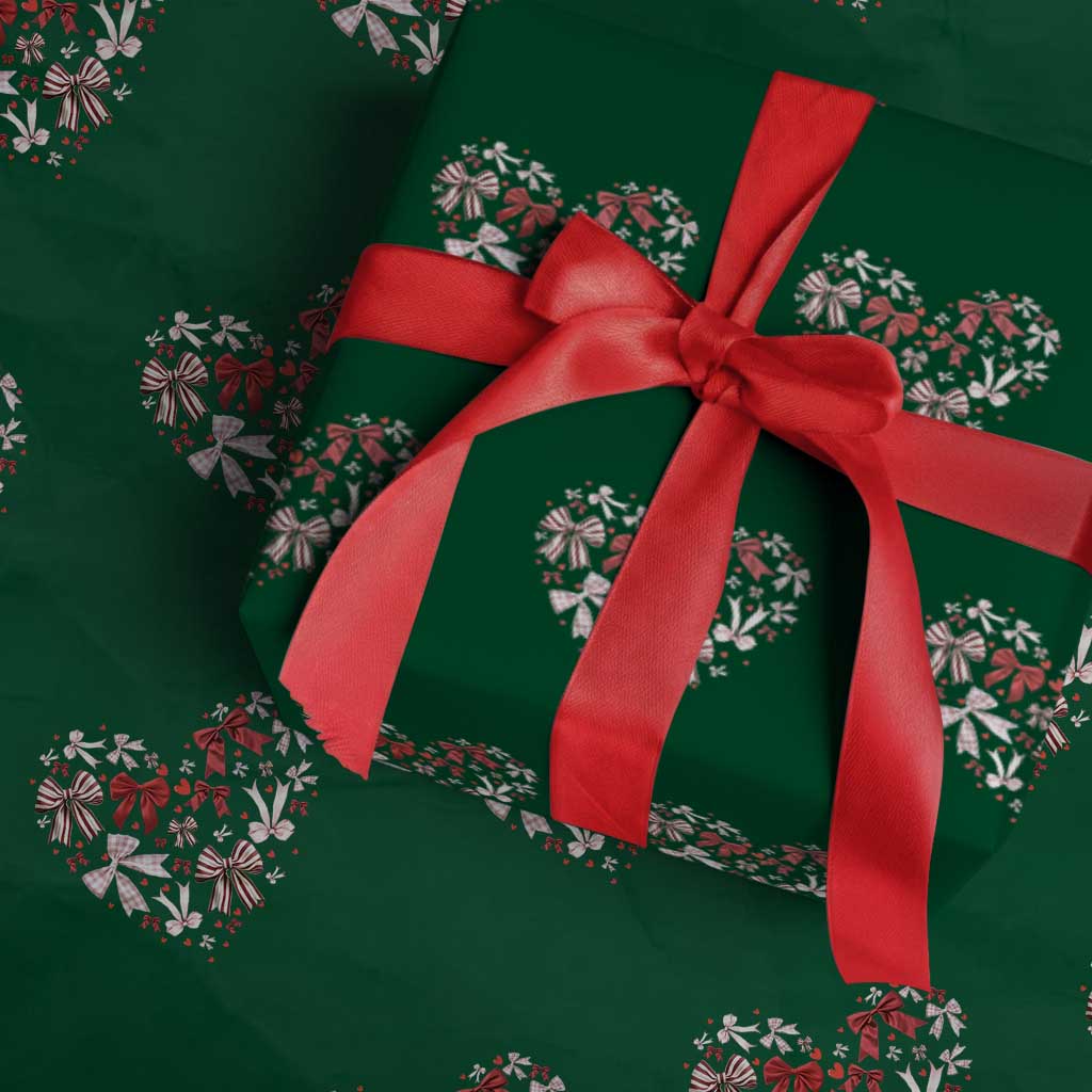 Coquette Valentine's Day Heart Bow Wrapping Paper Roll