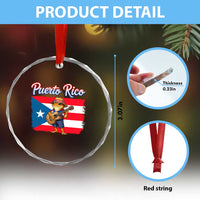 Coqui Frog Puerto Rico Flag Crystal Glass Ornament Puerto Rican Taino Boricua
