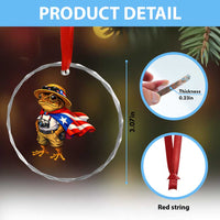 Coqui Frog Puerto Rico Flag Crystal Glass Ornament Puerto Rican Taino Boricua Vibes