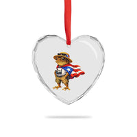 Coqui Frog Puerto Rico Flag Heart Crystal Glass Ornament Puerto Rican Taino Boricua Vibes