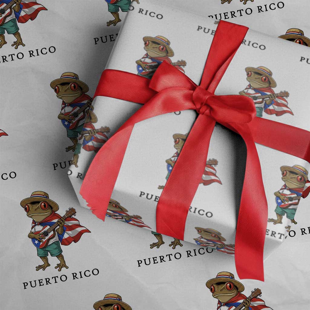 Coqui Frog Puerto Rico Wrapping Paper Roll Boricua Taino Island Pride