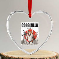 Corgizilla Giant Heart Crystal Glass Ornament Funny Corgi Monster Roaring Tokyo Japan
