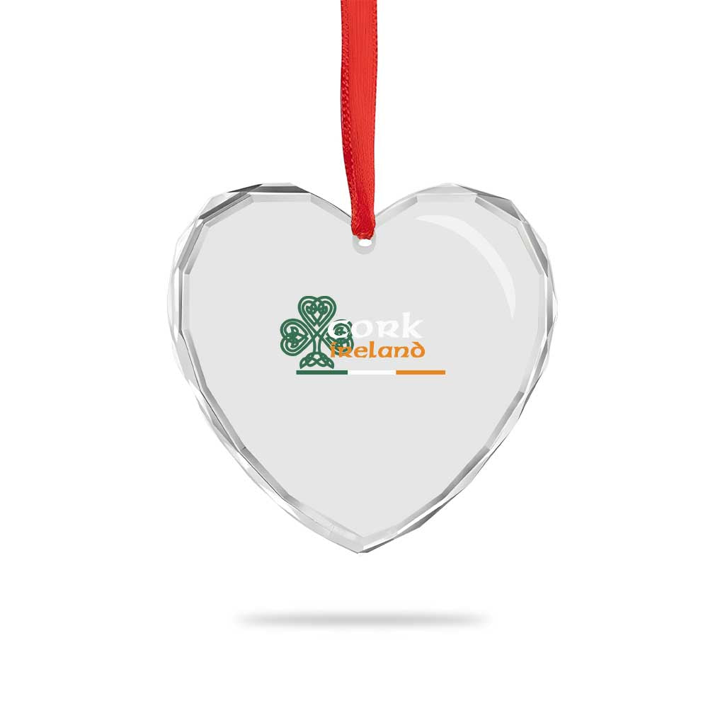 Cork Ireland Heart Crystal Glass Ornament Irish City Souvenir St Patricks Day Celtic Shamrock