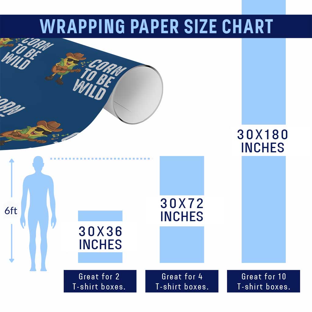 Corn To Be Wild Wrapping Paper Roll Funny Cowboy Cornboy - Wonder Print Shop