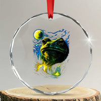 Cosmic Frog Howling At Moon Parody Graphic Crystal Glass Ornament Vintage 90s Retro Fantasy Meme