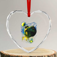 Cosmic Frog Howling At Moon Parody Graphic Heart Crystal Glass Ornament Vintage 90s Retro Fantasy Meme