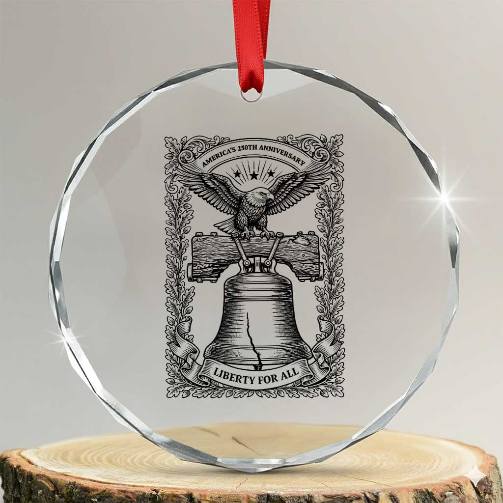 Cottagecore Patriotic Eagle Liberty Bell Crystal Glass Ornament 250th Anniversary Gift
