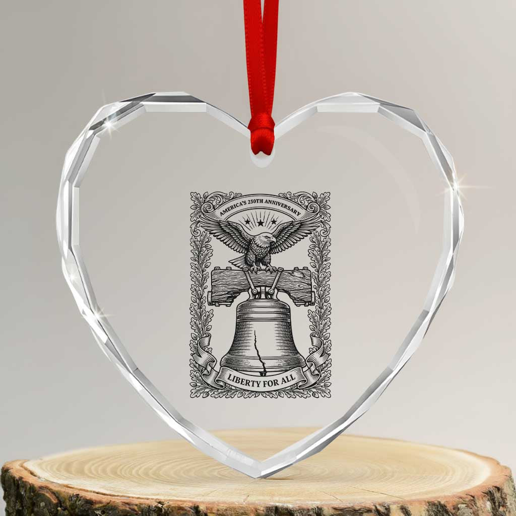 Cottagecore Patriotic Eagle Liberty Bell Heart Crystal Glass Ornament 250th Anniversary Gift